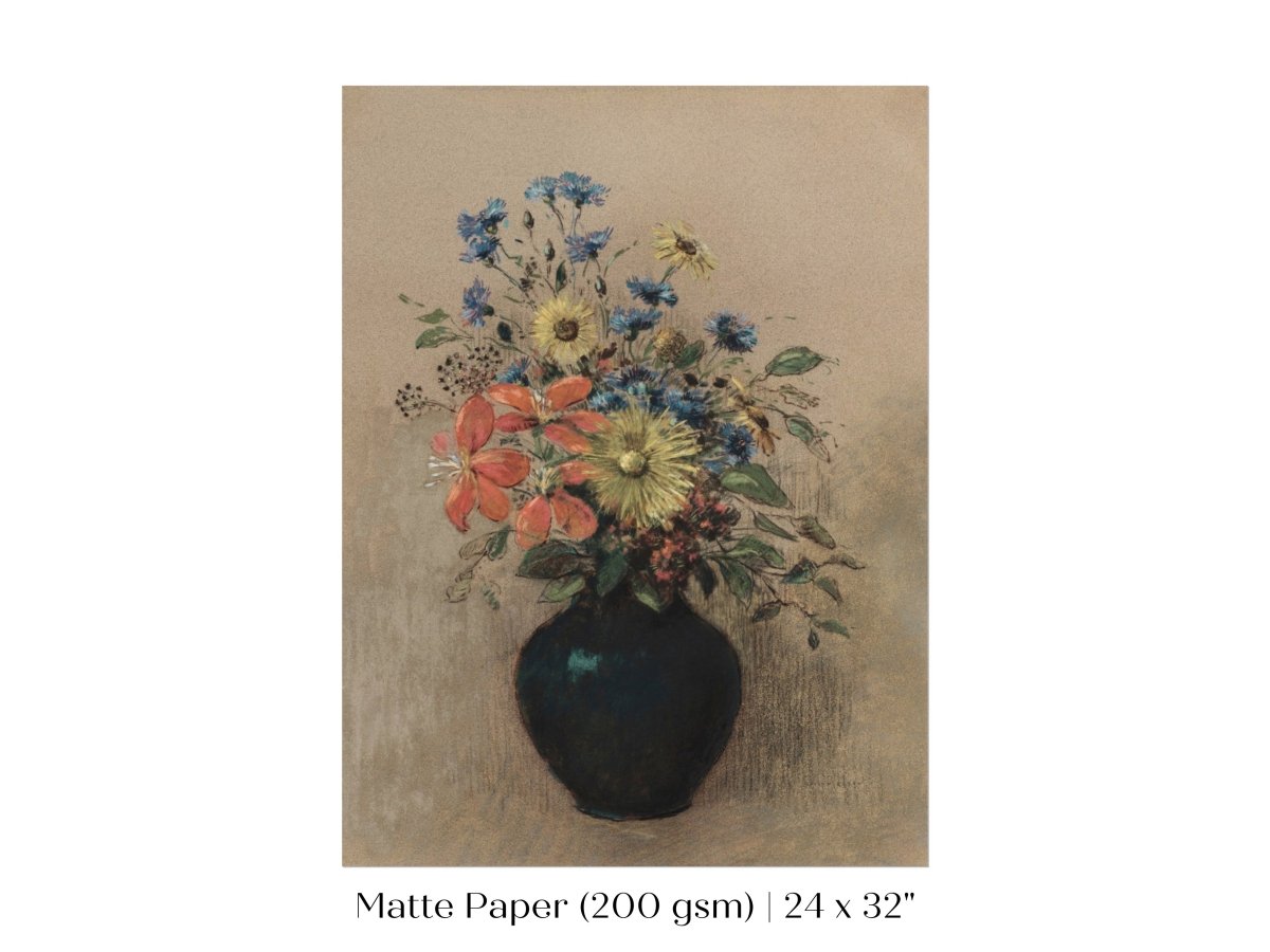 Still Life with a Black Vase of Flowers | P382 - Single Art Prints - Piccolo Fiore Prints