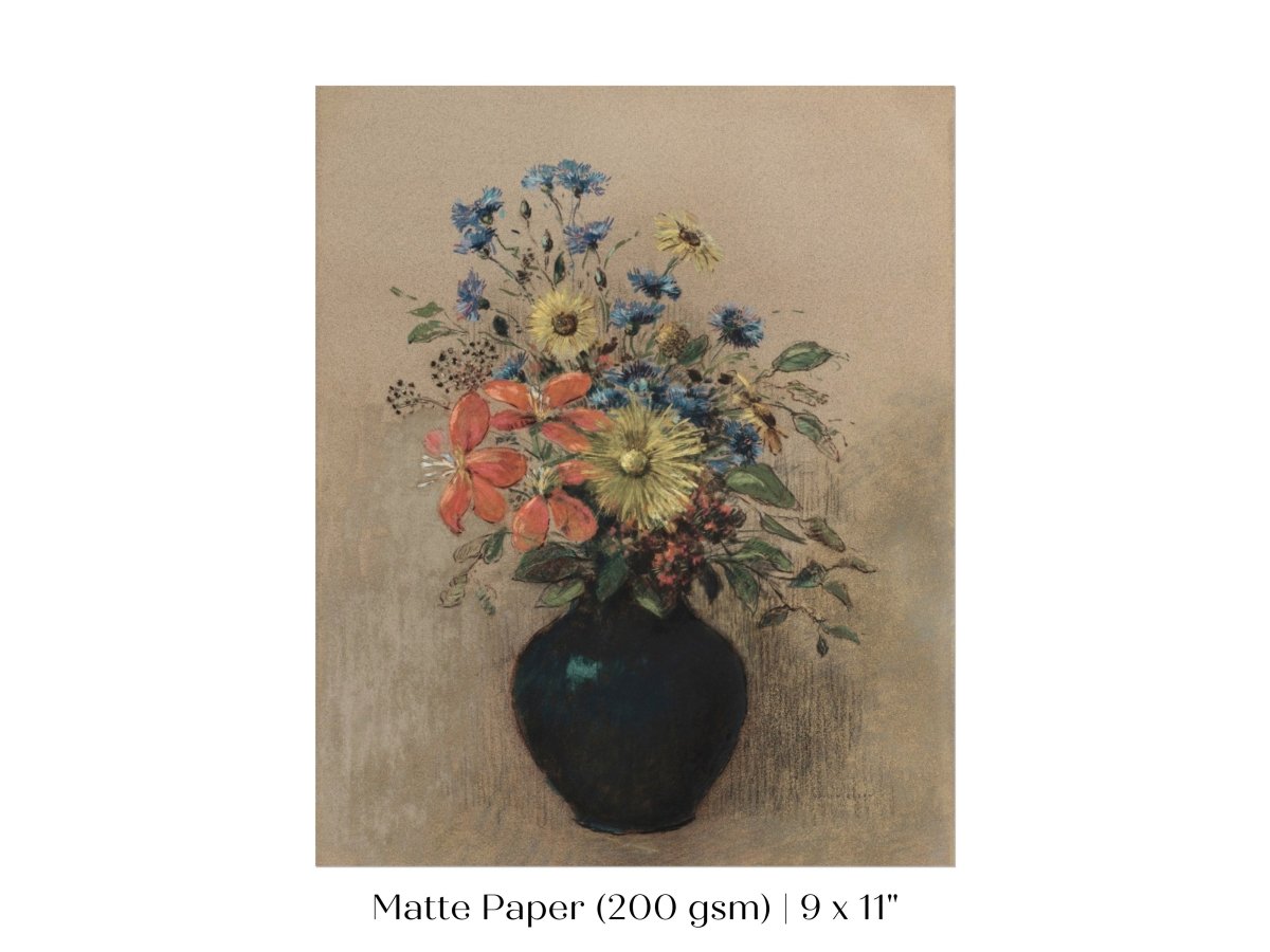 Still Life with a Black Vase of Flowers | P382 - Single Art Prints - Piccolo Fiore Prints