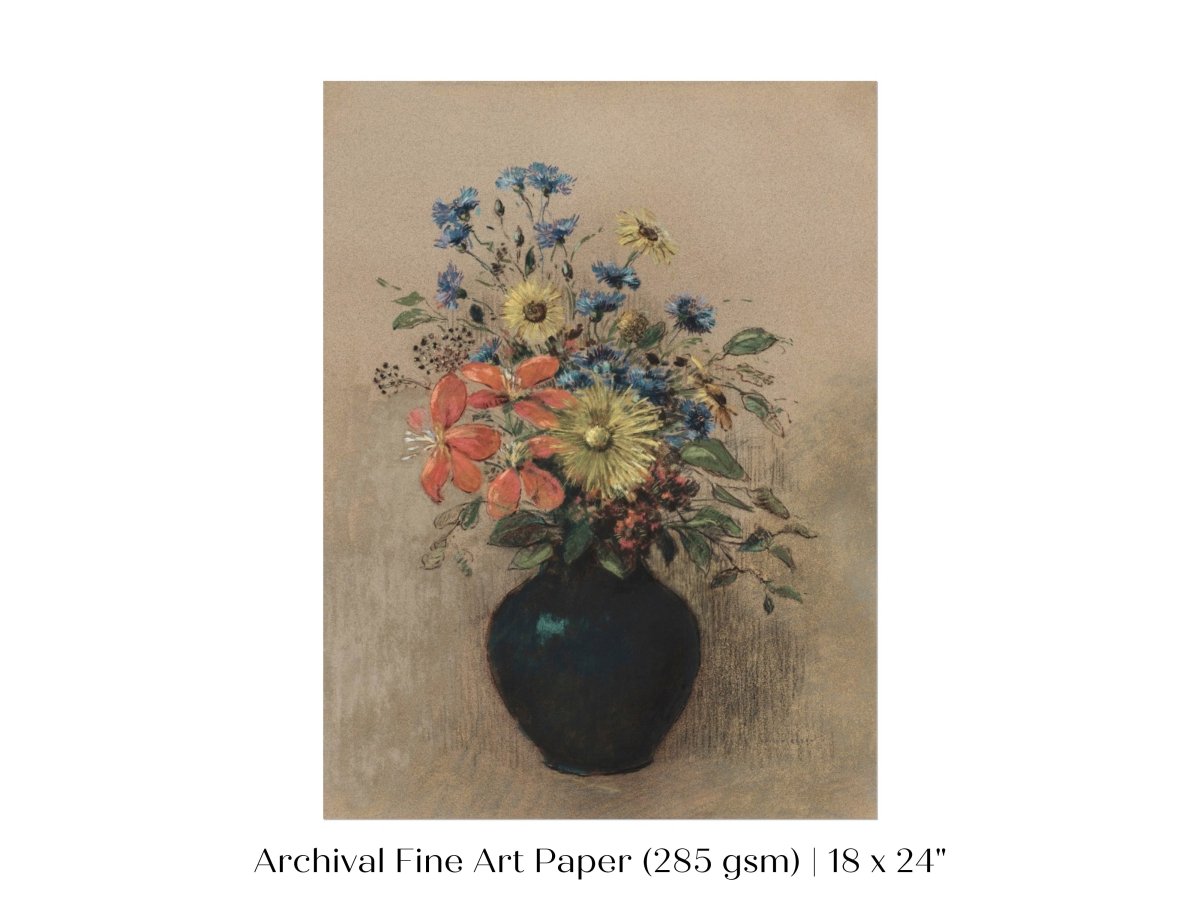 Still Life with a Black Vase of Flowers | P382 - Single Art Prints - Piccolo Fiore Prints