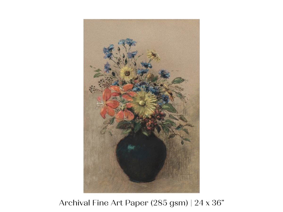 Still Life with a Black Vase of Flowers | P382 - Single Art Prints - Piccolo Fiore Prints