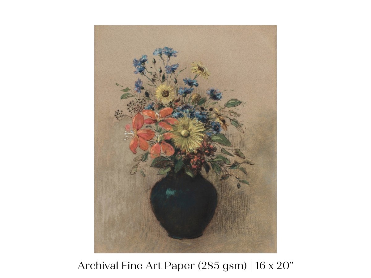 Still Life with a Black Vase of Flowers | P382 - Single Art Prints - Piccolo Fiore Prints