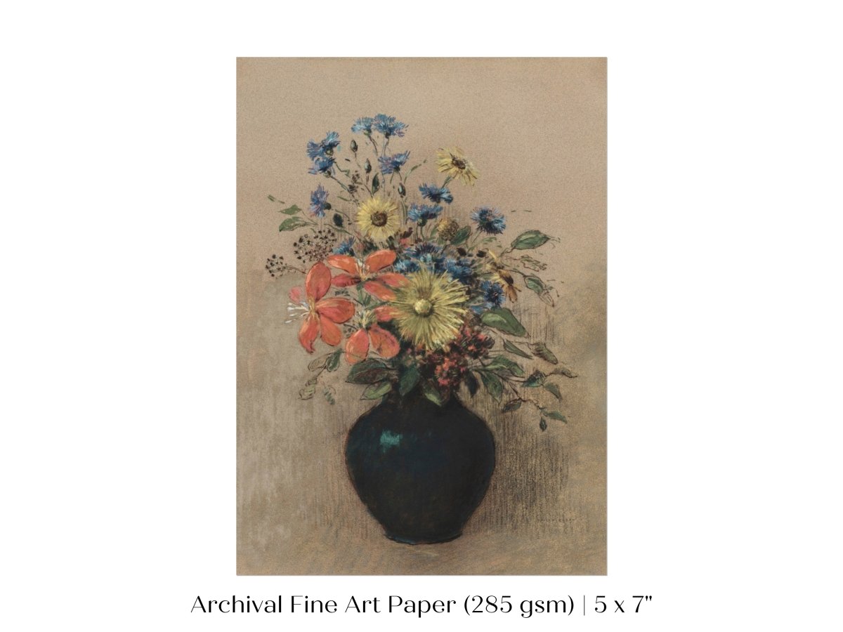 Still Life with a Black Vase of Flowers | P382 - Single Art Prints - Piccolo Fiore Prints