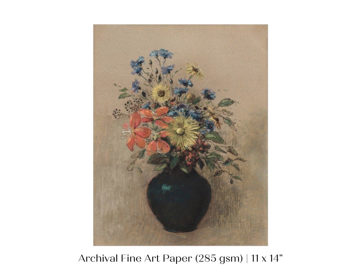 Still Life with a Black Vase of Flowers | P382 - Single Art Prints - Piccolo Fiore Prints