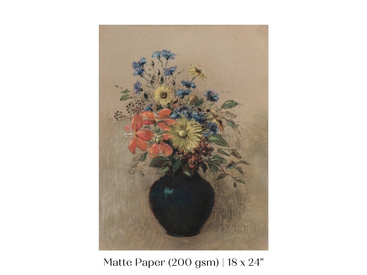 Still Life with a Black Vase of Flowers | P382 - Single Art Prints - Piccolo Fiore Prints