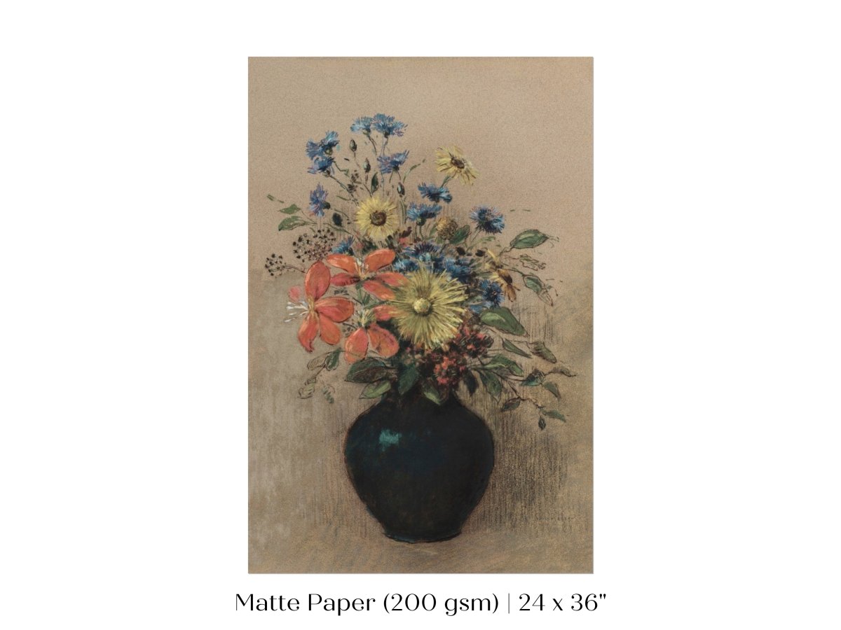 Still Life with a Black Vase of Flowers | P382 - Single Art Prints - Piccolo Fiore Prints