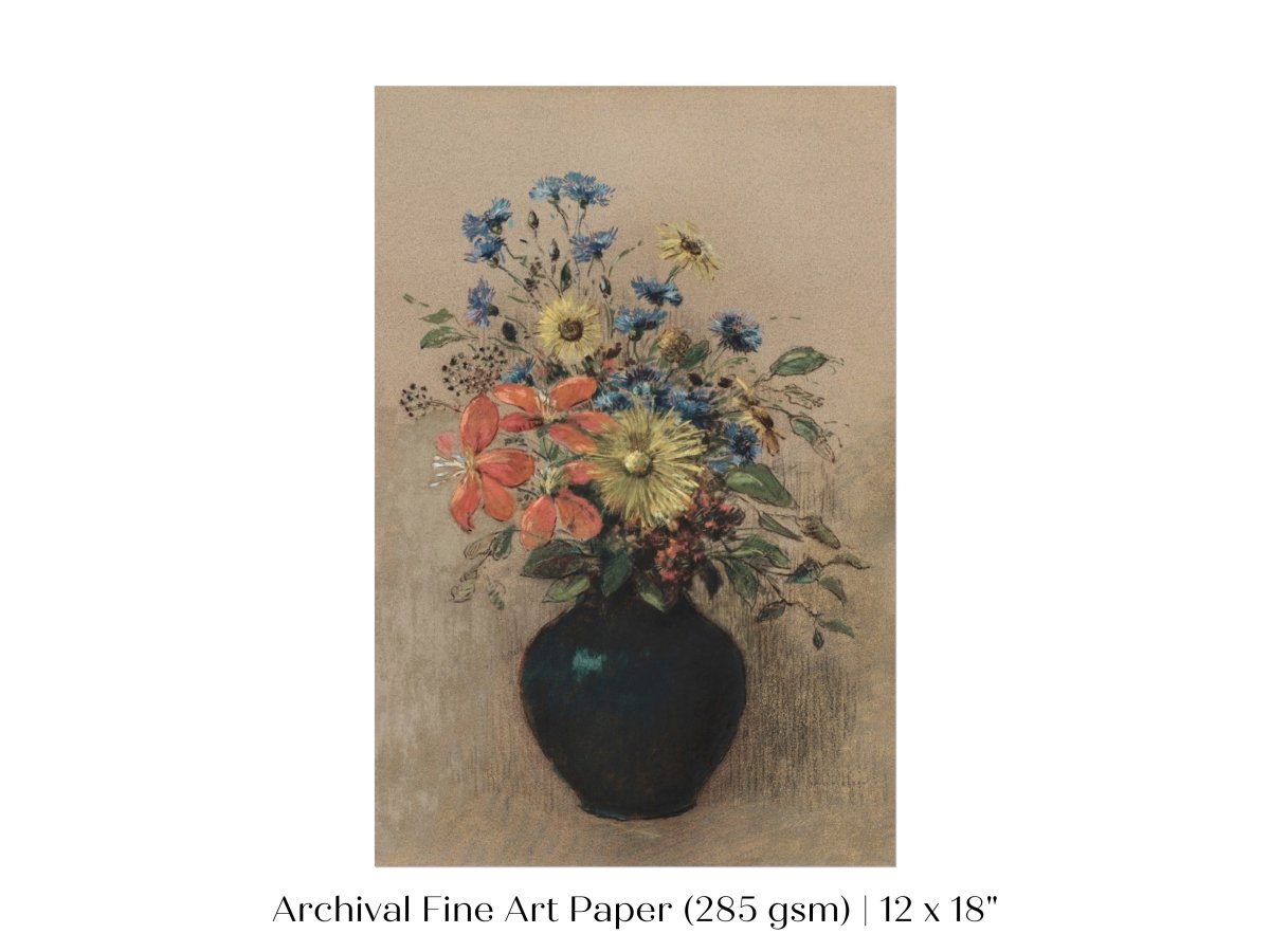 Still Life with a Black Vase of Flowers | P382 - Single Art Prints - Piccolo Fiore Prints