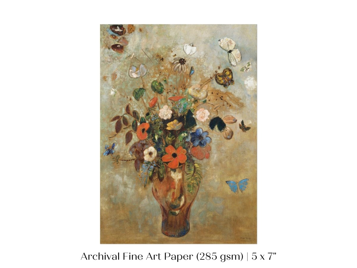Still Life with a Vase of Flowers and Butterflies | P34 - Single Art Prints - Piccolo Fiore Prints