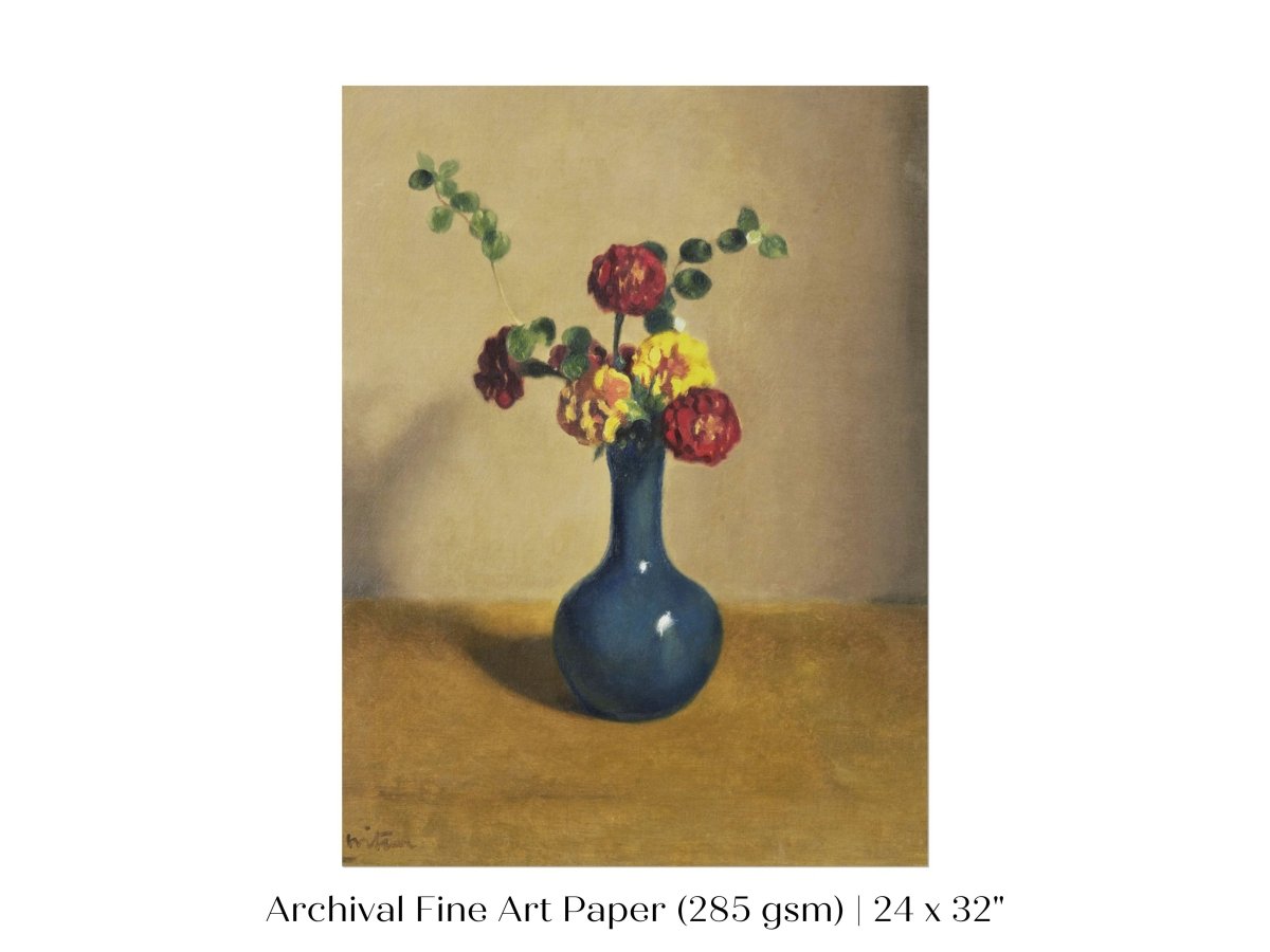 Still Life with Blue Vase of Flowers | P315 - Single Art Prints - Piccolo Fiore Prints