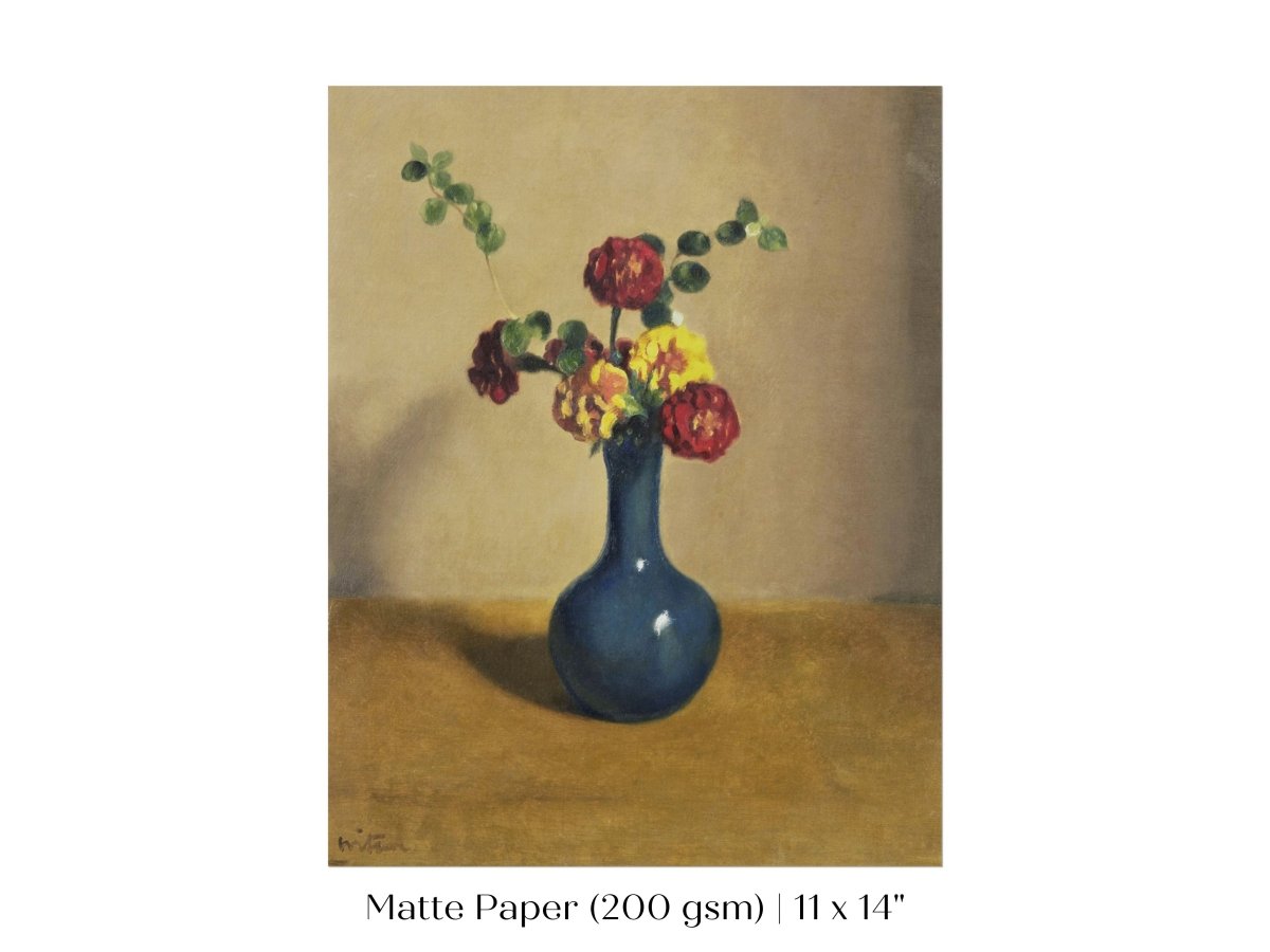 Still Life with Blue Vase of Flowers | P315 - Single Art Prints - Piccolo Fiore Prints
