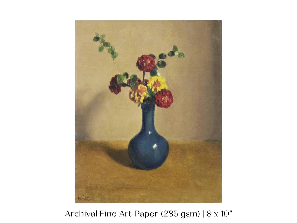 Still Life with Blue Vase of Flowers | P315 - Single Art Prints - Piccolo Fiore Prints