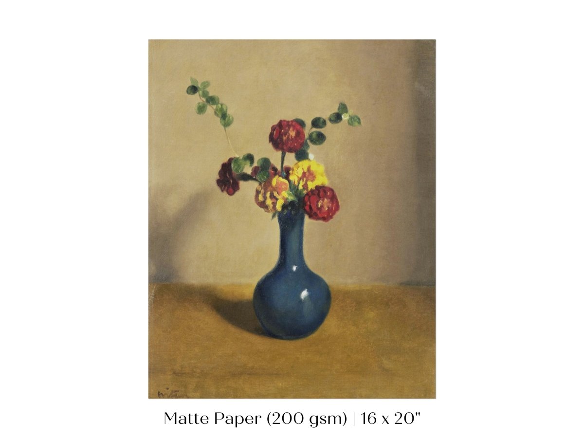 Still Life with Blue Vase of Flowers | P315 - Single Art Prints - Piccolo Fiore Prints