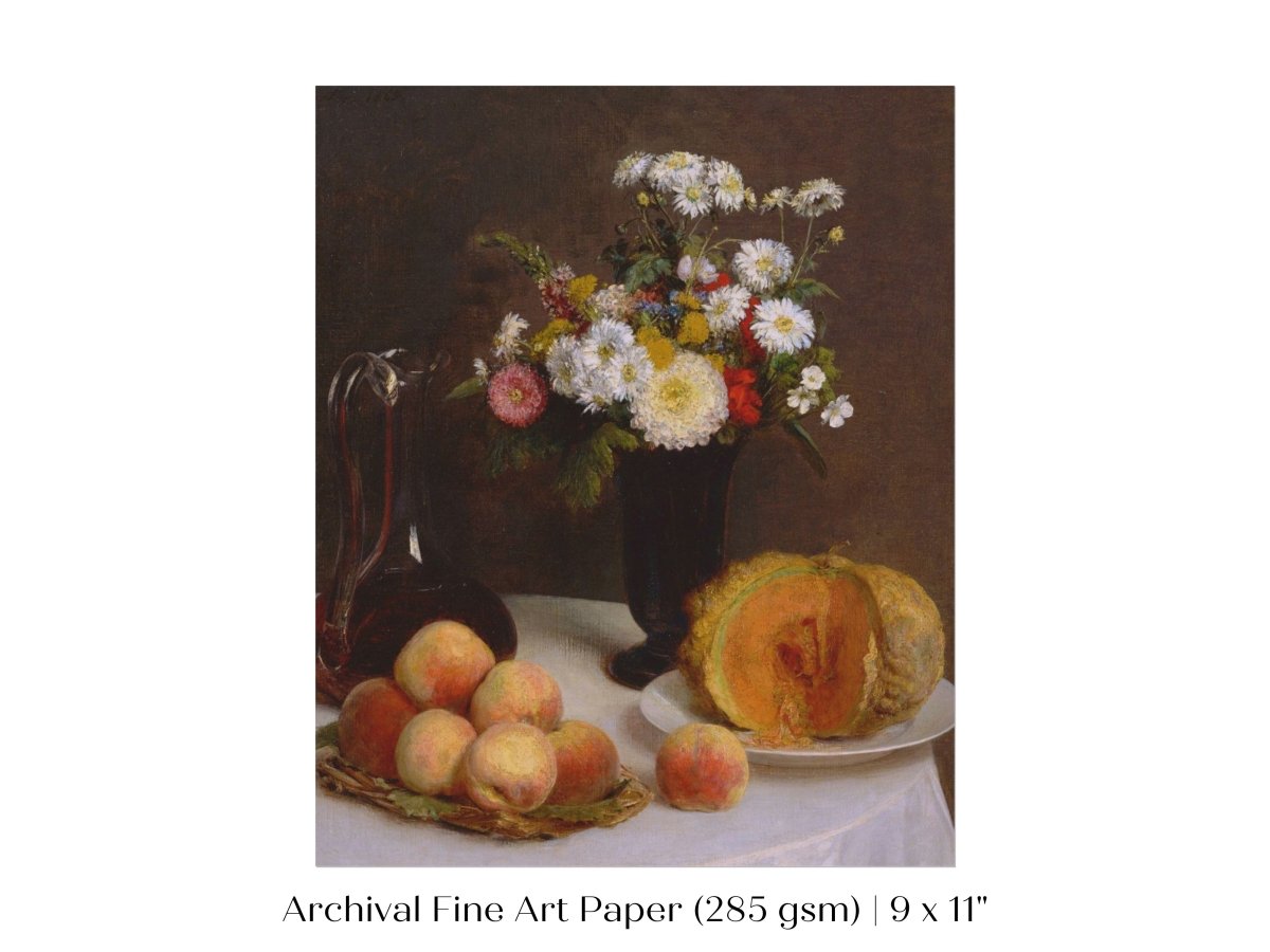Still Life with Pumpkin, Flowers and Fruit | P474 - Single Art Prints - Piccolo Fiore Prints