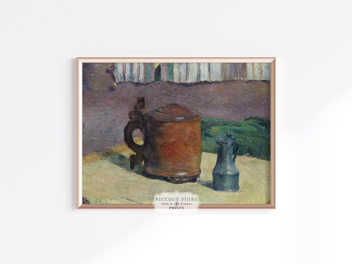 Still Life with Wood Tankard and Metal Pitcher | P321 - Single Art Prints - Piccolo Fiore Prints