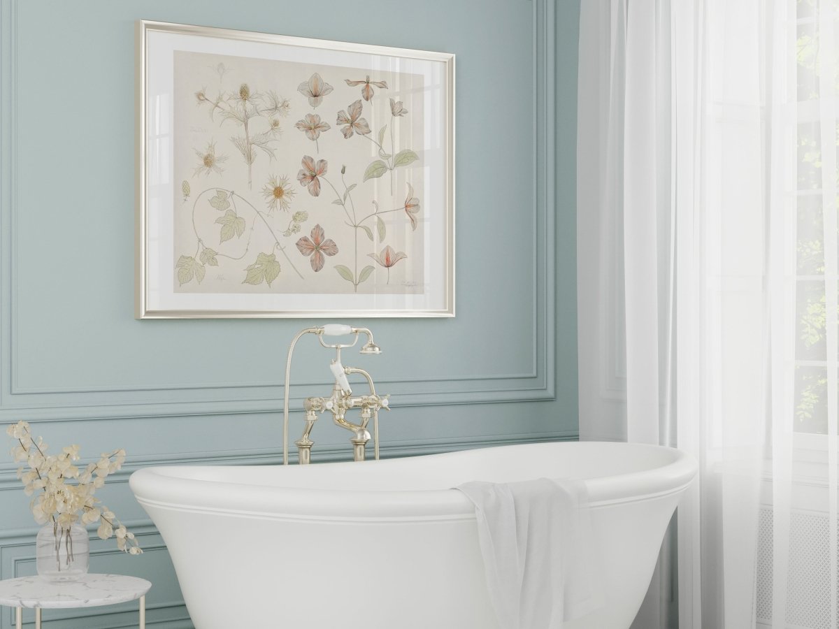 Study Sheet with Sea Thistle, Hop and Clematis | P149 - Single Art Prints - Piccolo Fiore Prints