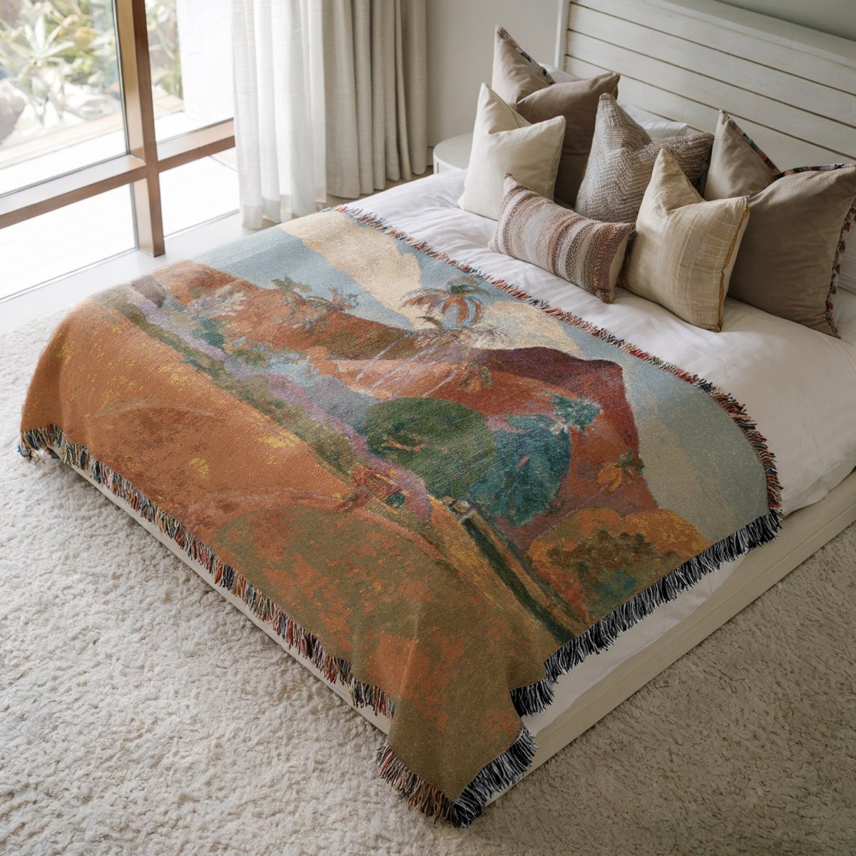 Tahitian Landscape | Woven Blanket - Woven Blanket - Piccolo Fiore Prints