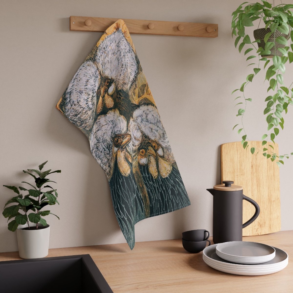 Three Hens | Tea Towel - Tea Towel - Piccolo Fiore Prints