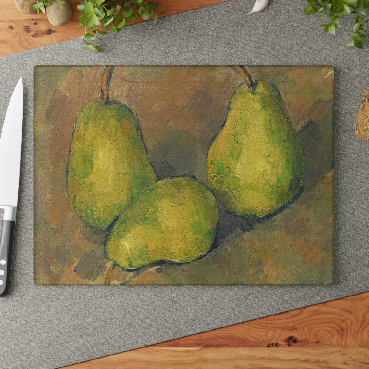 Three Pears | Glass Chopping Board - Glass Chopping Board - Piccolo Fiore Prints