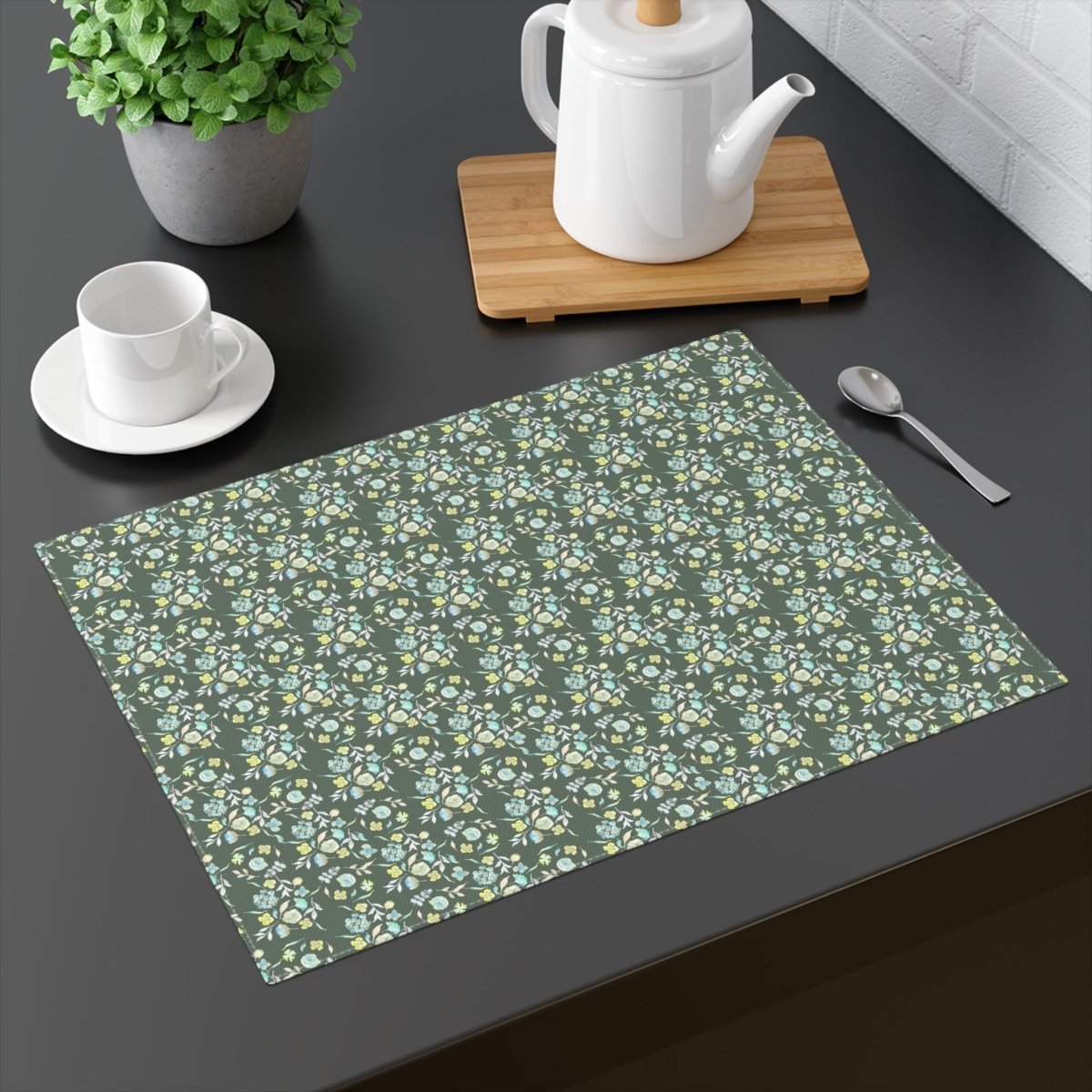 Tiny Bouquets in Khaki | Placemat - Cotton Twill Placemat - Piccolo Fiore Prints