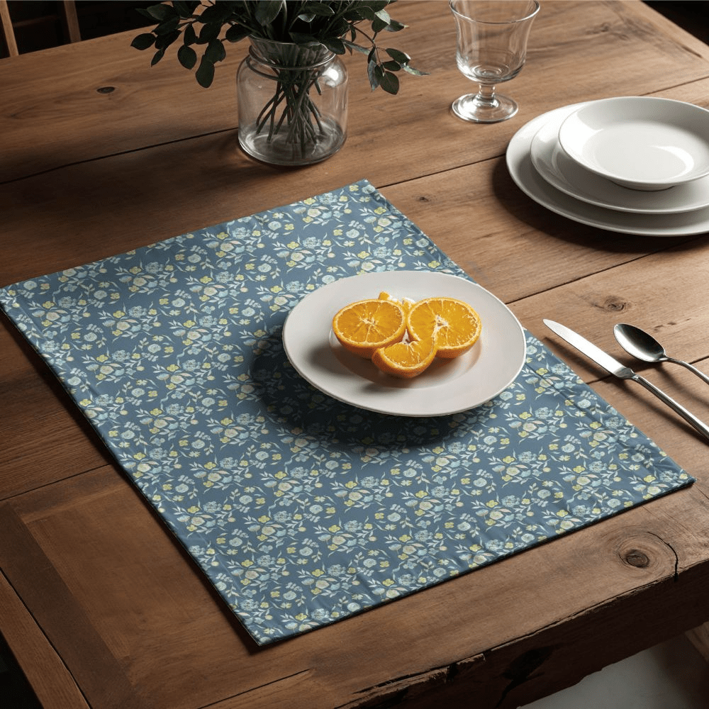 Tiny Bouquets in Teal | Placemat - Cotton Twill Placemat - Piccolo Fiore Prints