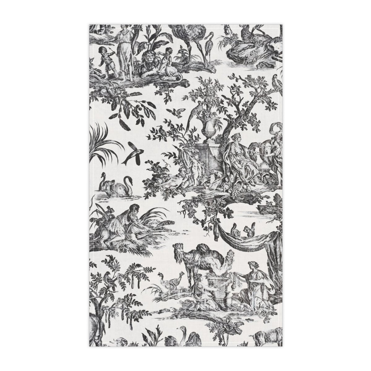 Toile de Jouy in Black and White | Tea Towel - Tea Towel - Piccolo Fiore Prints