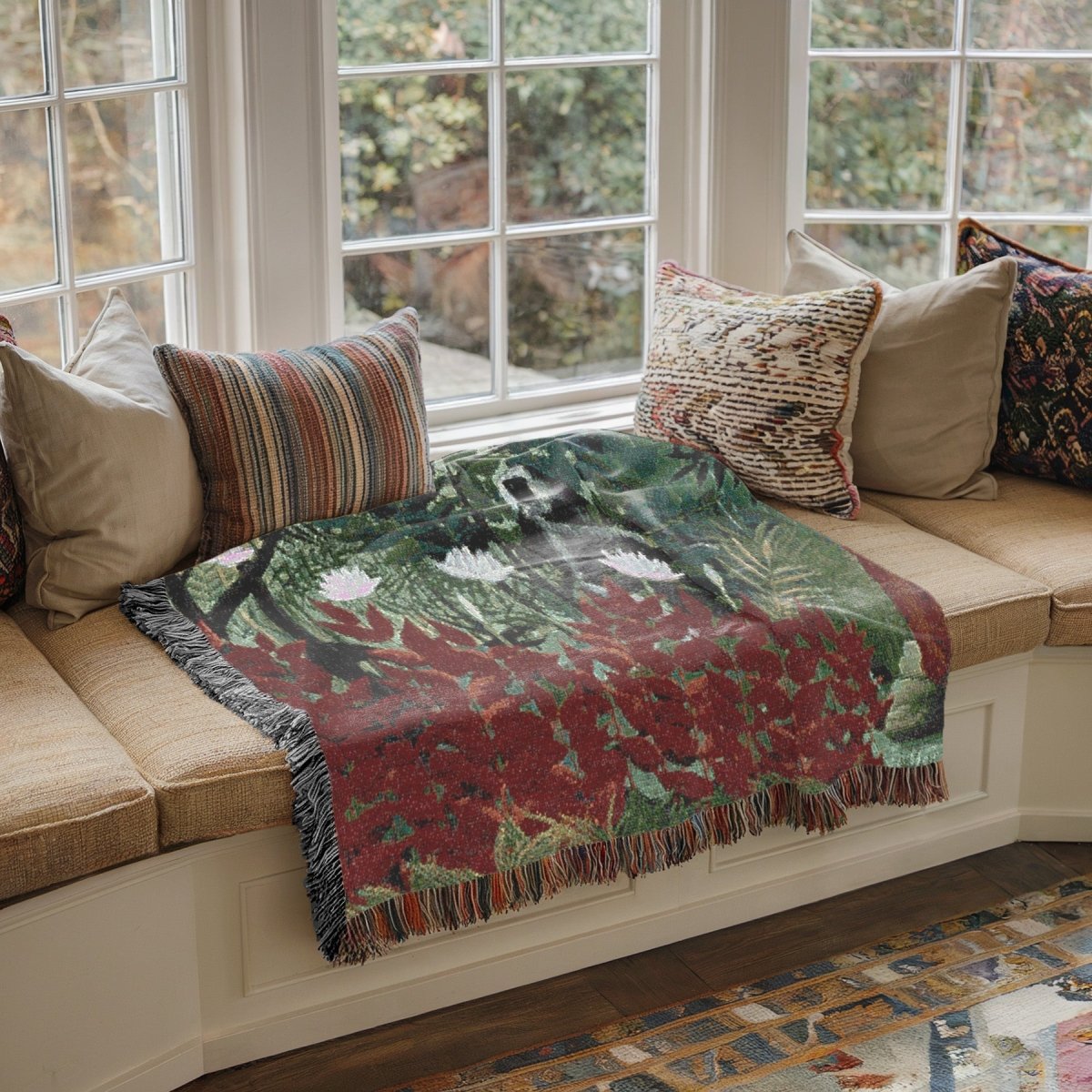 Tropical Forest with Monkeys | Woven Blanket - Woven Blanket - Piccolo Fiore Prints