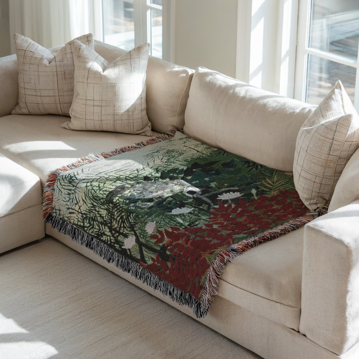 Tropical Forest with Monkeys | Woven Blanket - Woven Blanket - Piccolo Fiore Prints