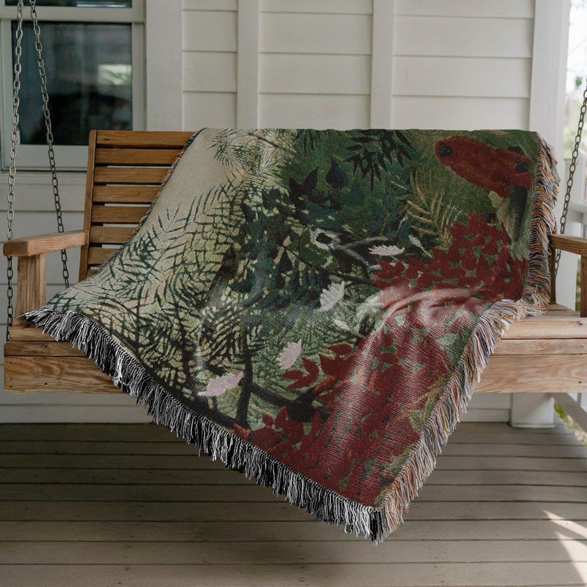 Tropical Forest with Monkeys | Woven Blanket - Woven Blanket - Piccolo Fiore Prints