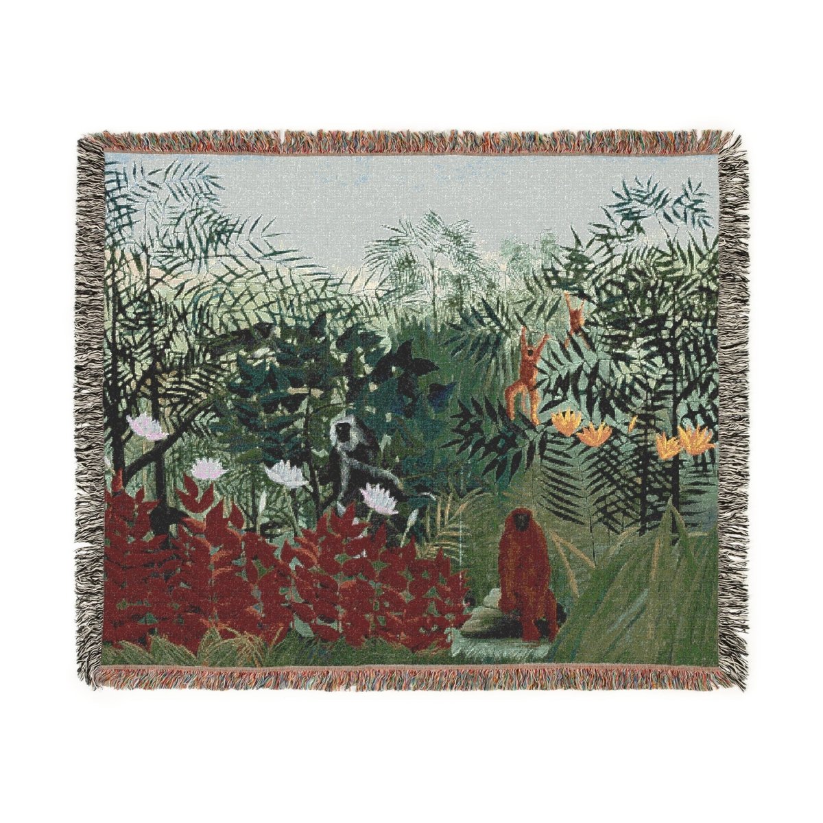 Tropical Forest with Monkeys | Woven Blanket - Woven Blanket - Piccolo Fiore Prints