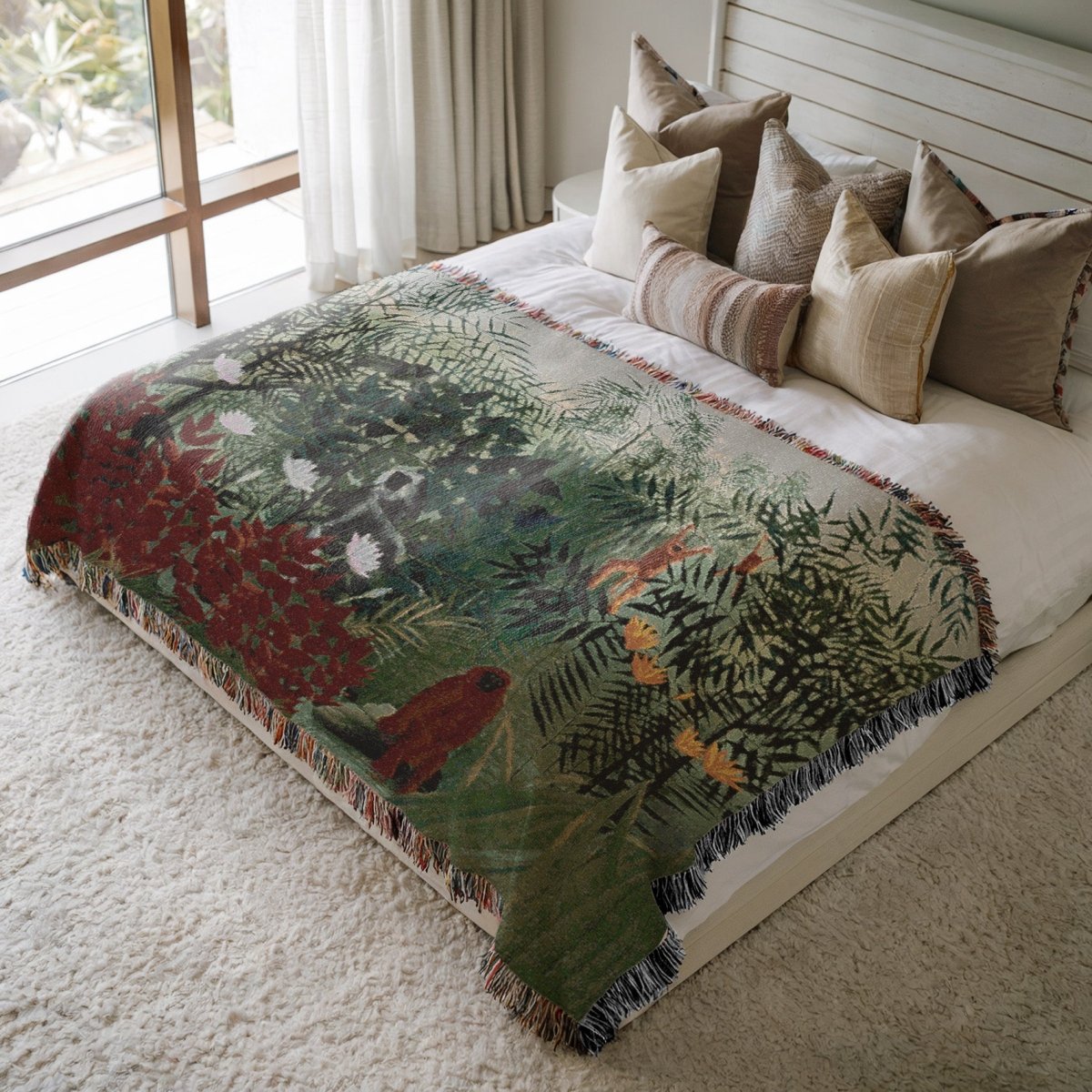 Tropical Forest with Monkeys | Woven Blanket - Woven Blanket - Piccolo Fiore Prints