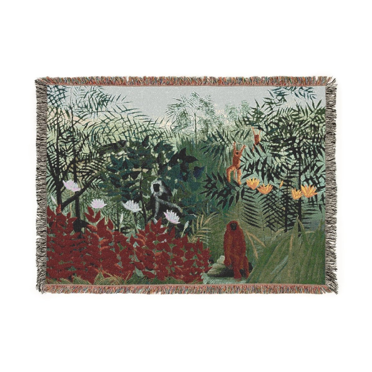 Tropical Forest with Monkeys | Woven Blanket - Woven Blanket - Piccolo Fiore Prints