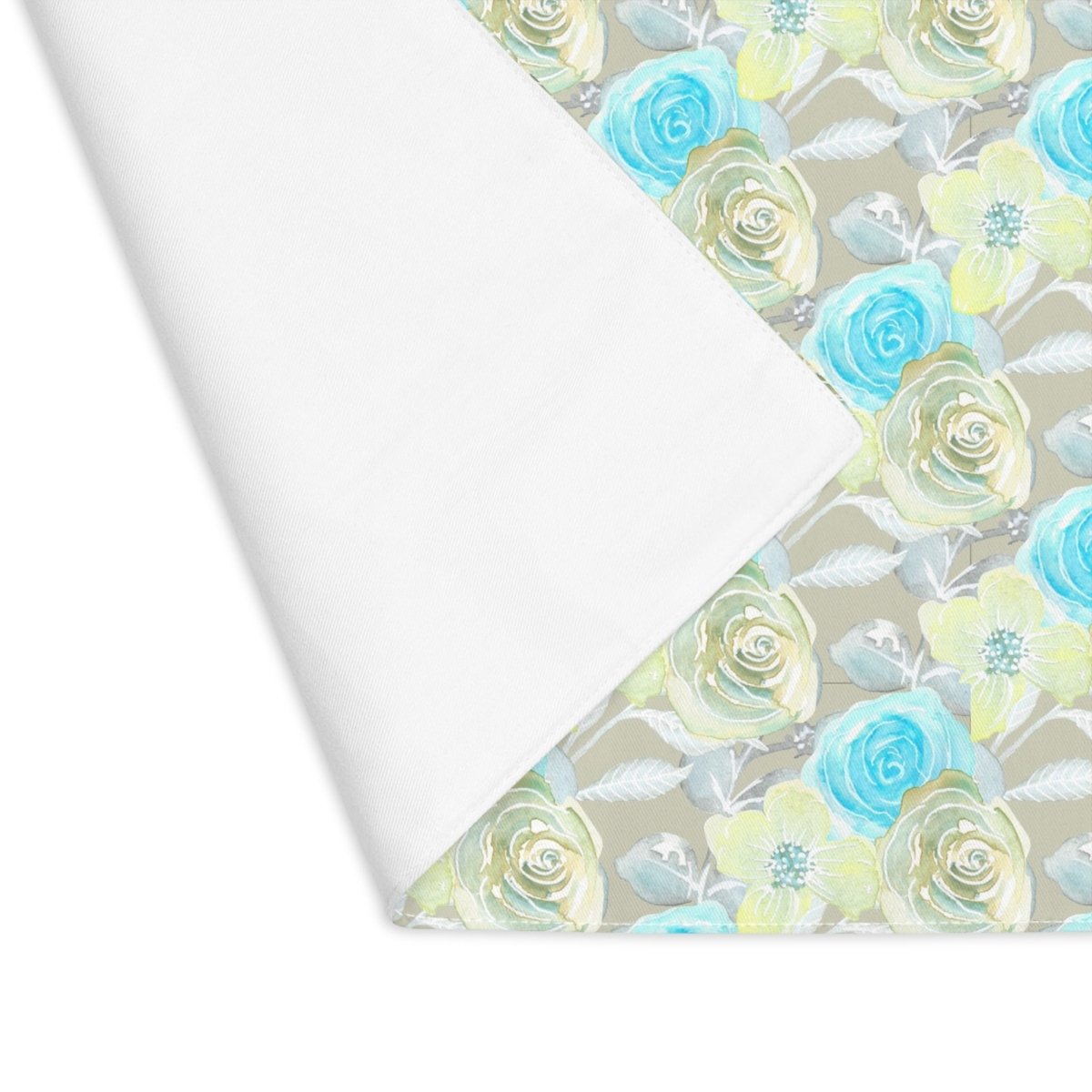 Turquoise Rose Stripe in Beige | Placemat - Cotton Twill Placemat - Piccolo Fiore Prints