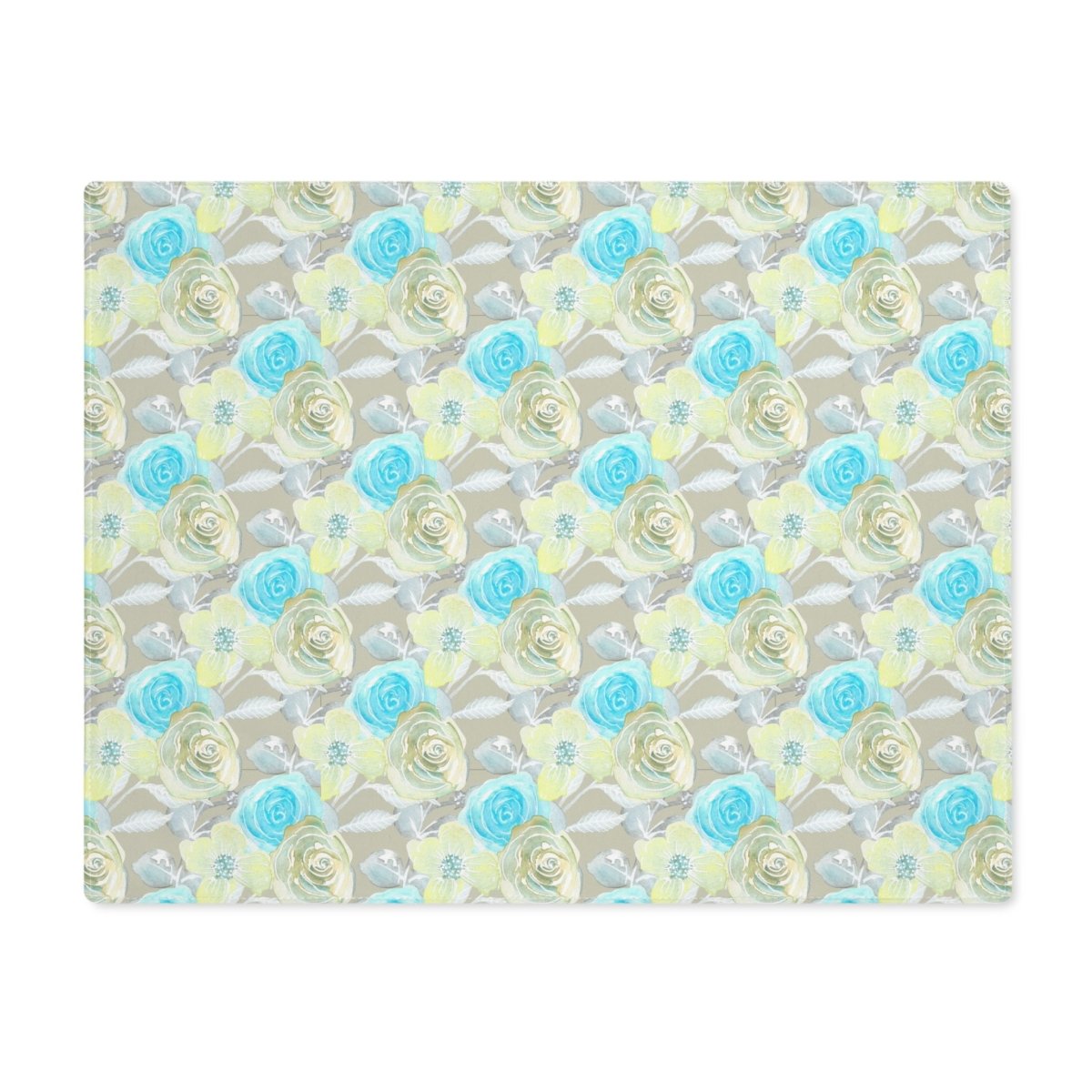 Turquoise Rose Stripe in Beige | Placemat - Cotton Twill Placemat - Piccolo Fiore Prints