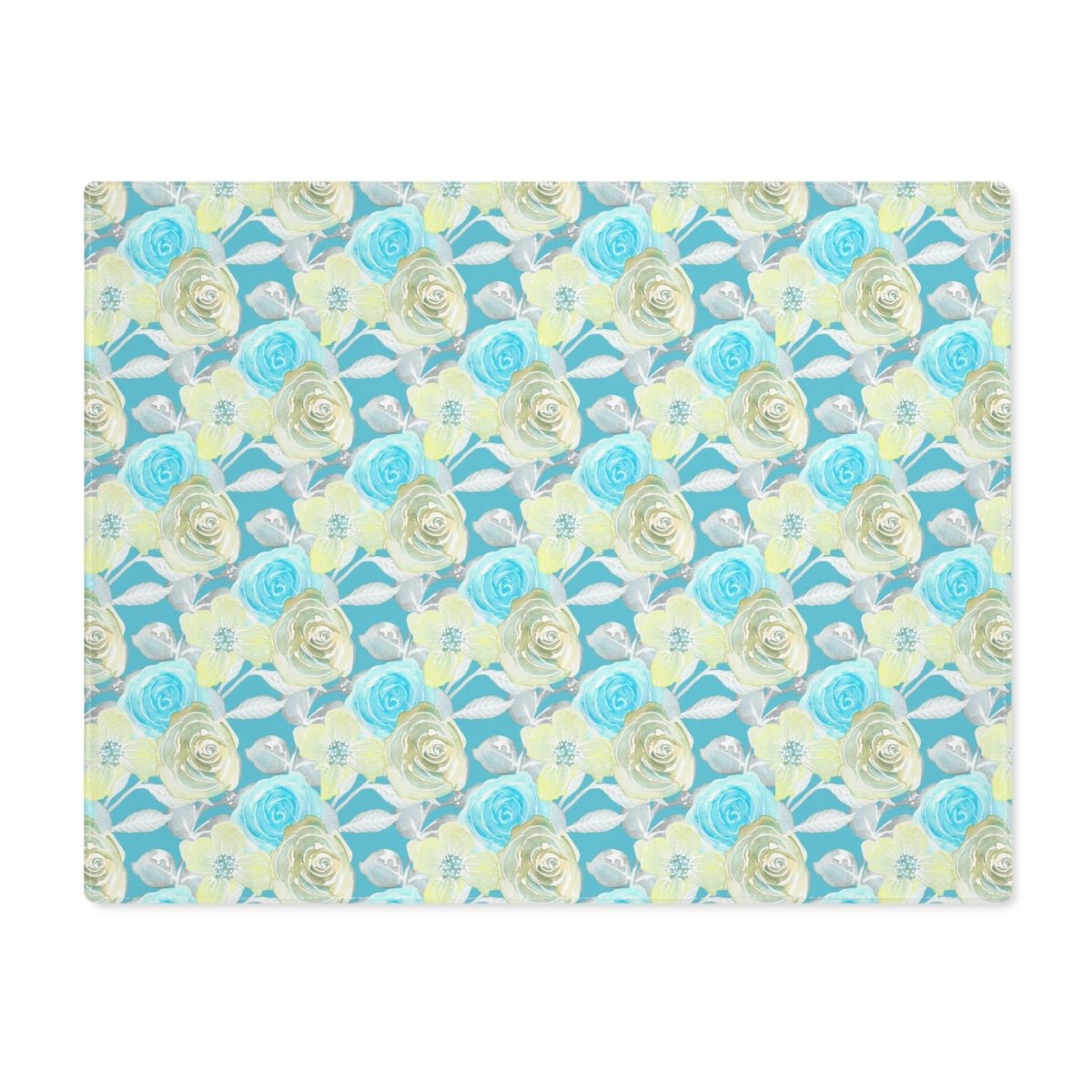 Turquoise Rose Stripe | Placemat - Cotton Twill Placemat - Piccolo Fiore Prints