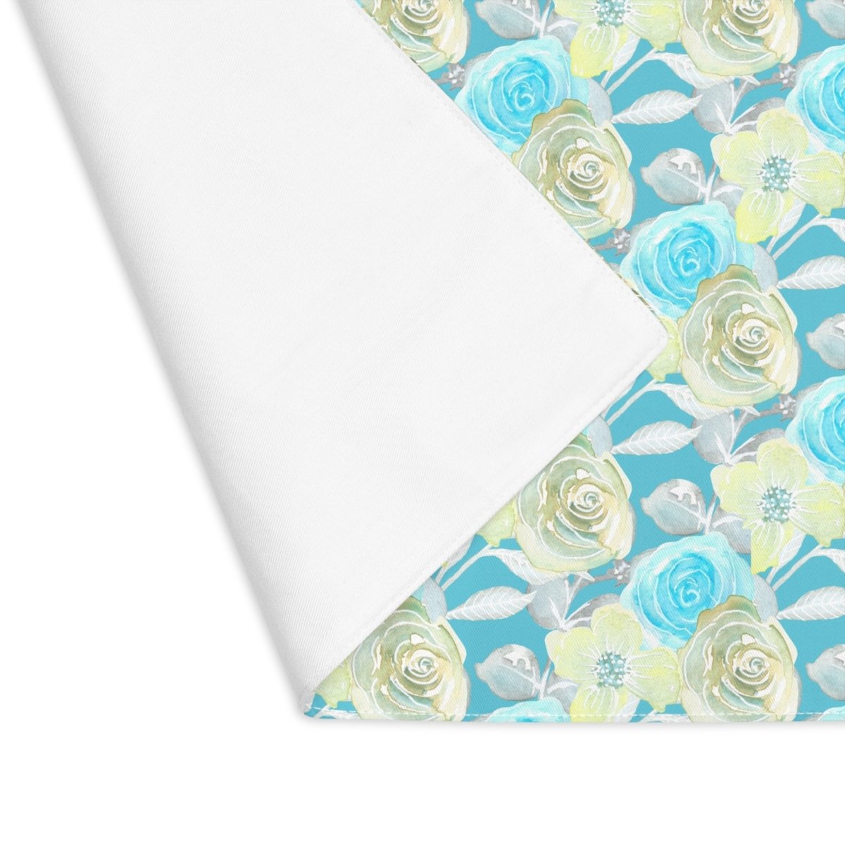 Turquoise Rose Stripe | Placemat - Cotton Twill Placemat - Piccolo Fiore Prints