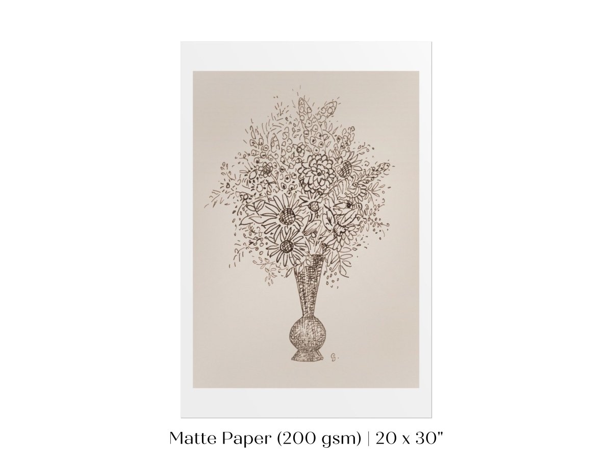 Vase of Flowers Sketch | P384 - Single Art Prints - Piccolo Fiore Prints