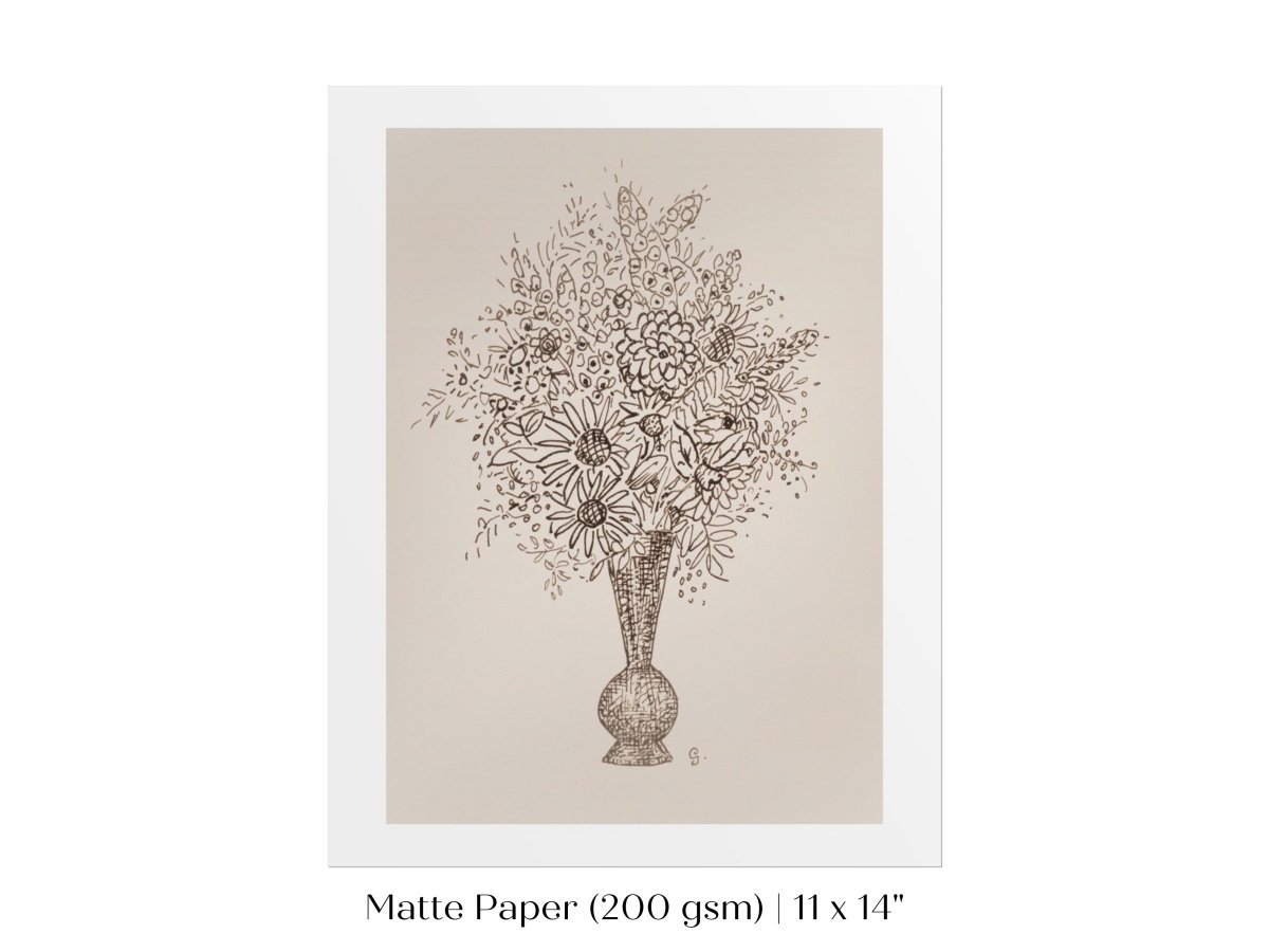 Vase of Flowers Sketch | P384 - Single Art Prints - Piccolo Fiore Prints