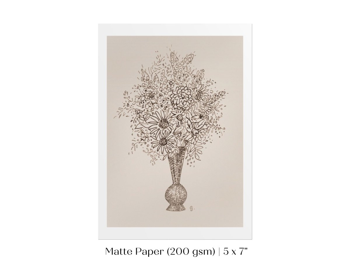 Vase of Flowers Sketch | P384 - Single Art Prints - Piccolo Fiore Prints