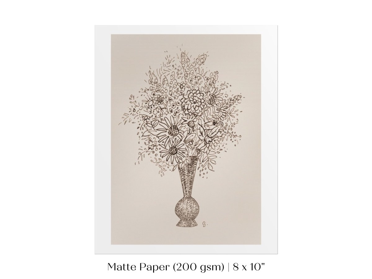 Vase of Flowers Sketch | P384 - Single Art Prints - Piccolo Fiore Prints