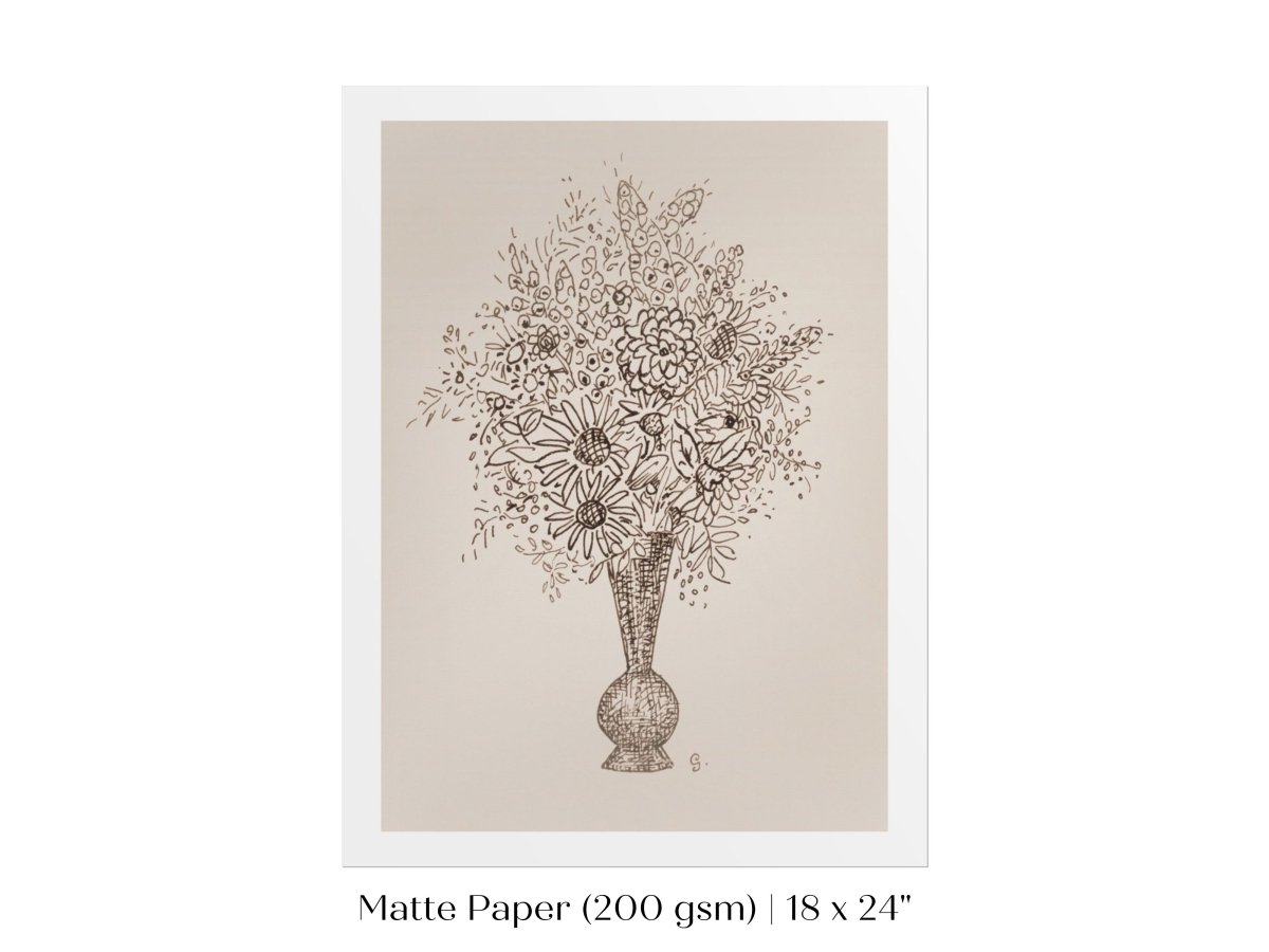 Vase of Flowers Sketch | P384 - Single Art Prints - Piccolo Fiore Prints