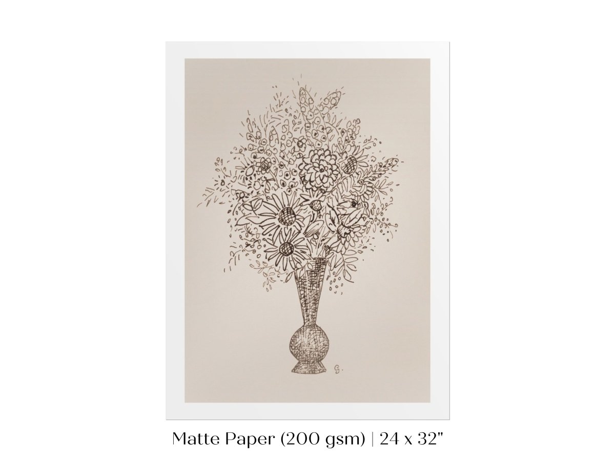 Vase of Flowers Sketch | P384 - Single Art Prints - Piccolo Fiore Prints