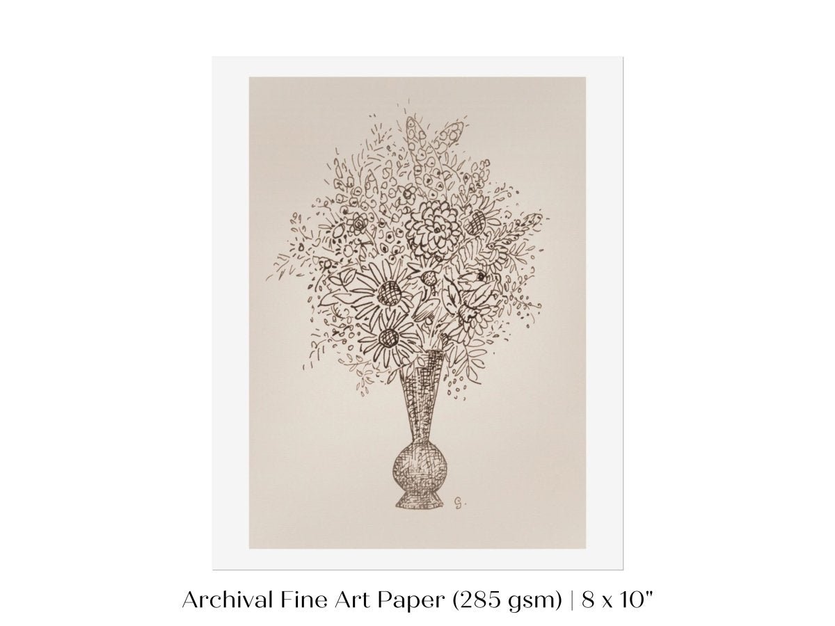 Vase of Flowers Sketch | P384 - Single Art Prints - Piccolo Fiore Prints