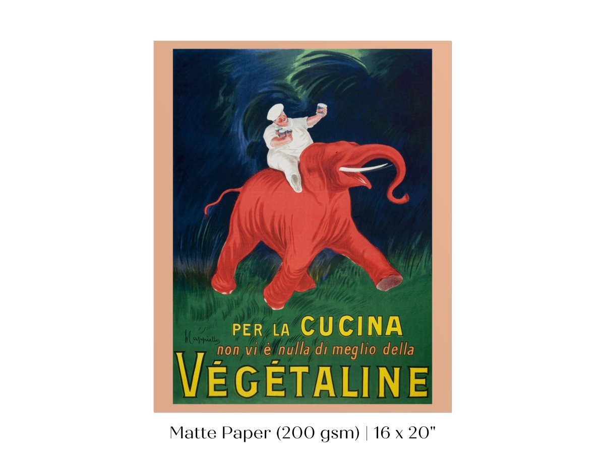 Vegetaline Elephant and Chef Italian Advertisement | P693 - Single Art Prints - Piccolo Fiore Prints