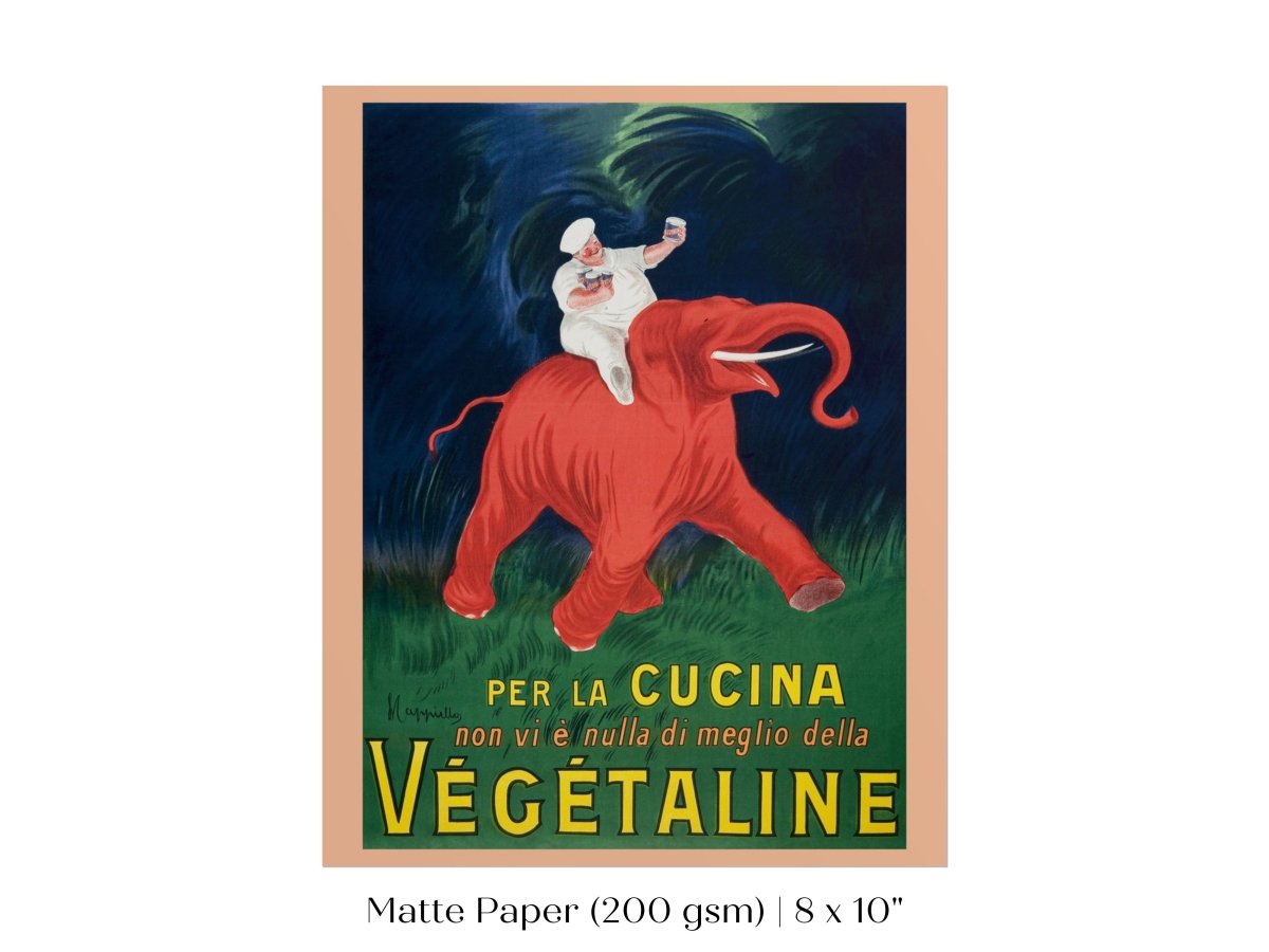 Vegetaline Elephant and Chef Italian Advertisement | P693 - Single Art Prints - Piccolo Fiore Prints