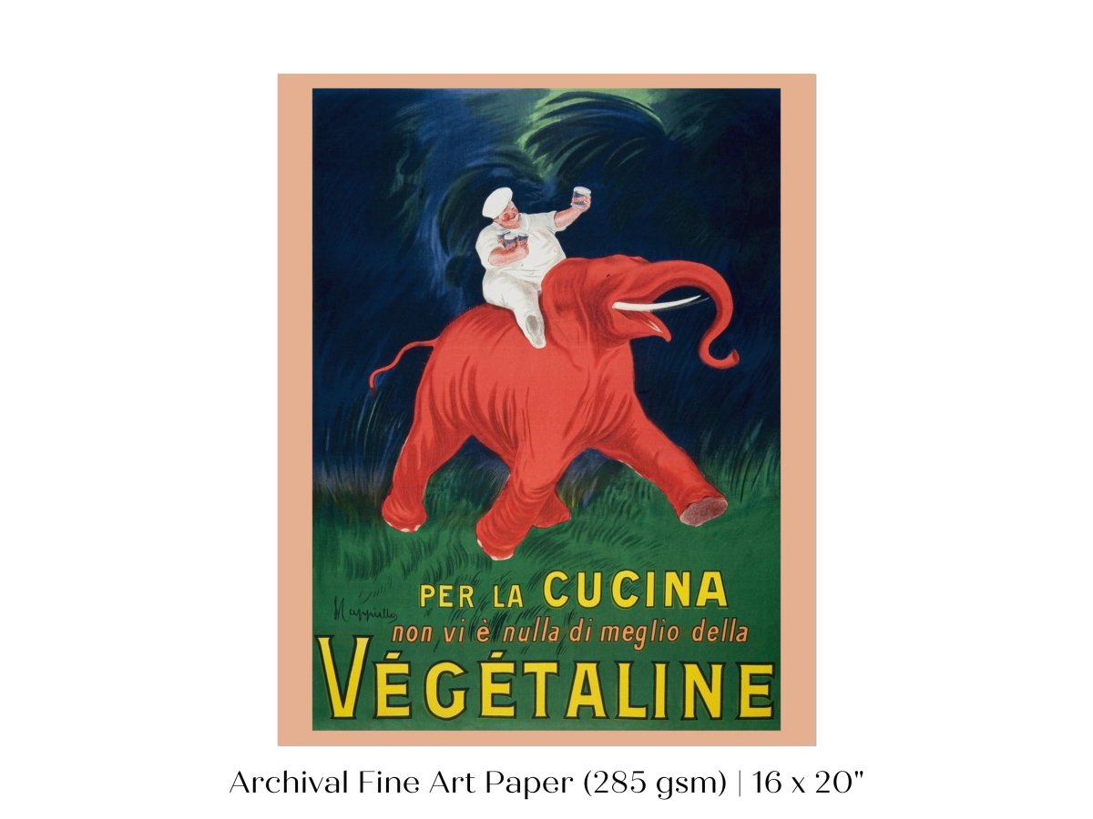 Vegetaline Elephant and Chef Italian Advertisement | P693 - Single Art Prints - Piccolo Fiore Prints
