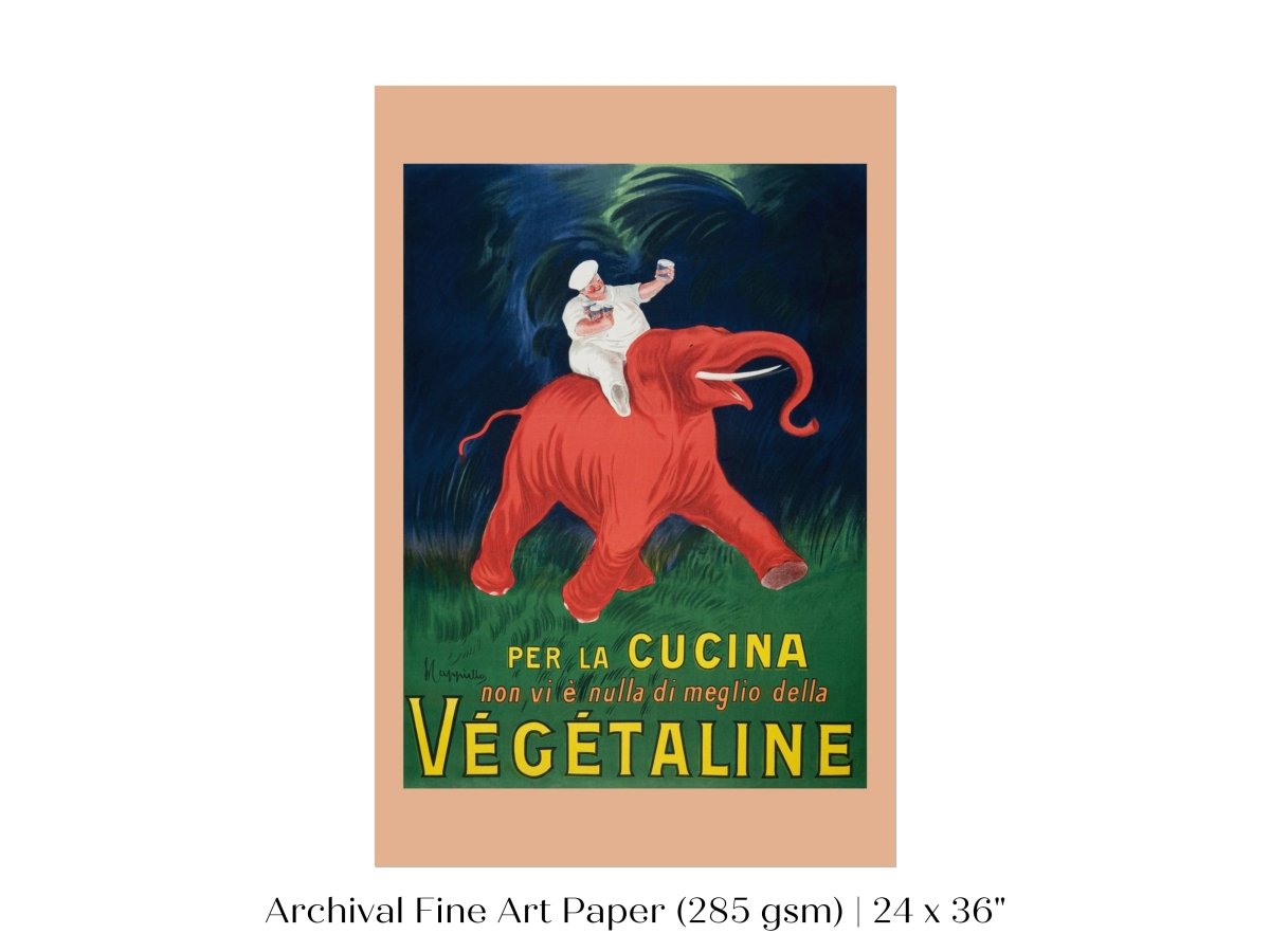 Vegetaline Elephant and Chef Italian Advertisement | P693 - Single Art Prints - Piccolo Fiore Prints