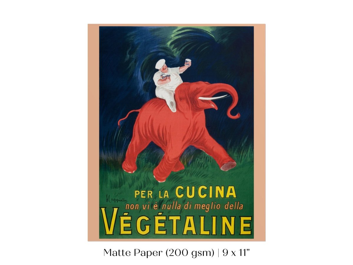 Vegetaline Elephant and Chef Italian Advertisement | P693 - Single Art Prints - Piccolo Fiore Prints