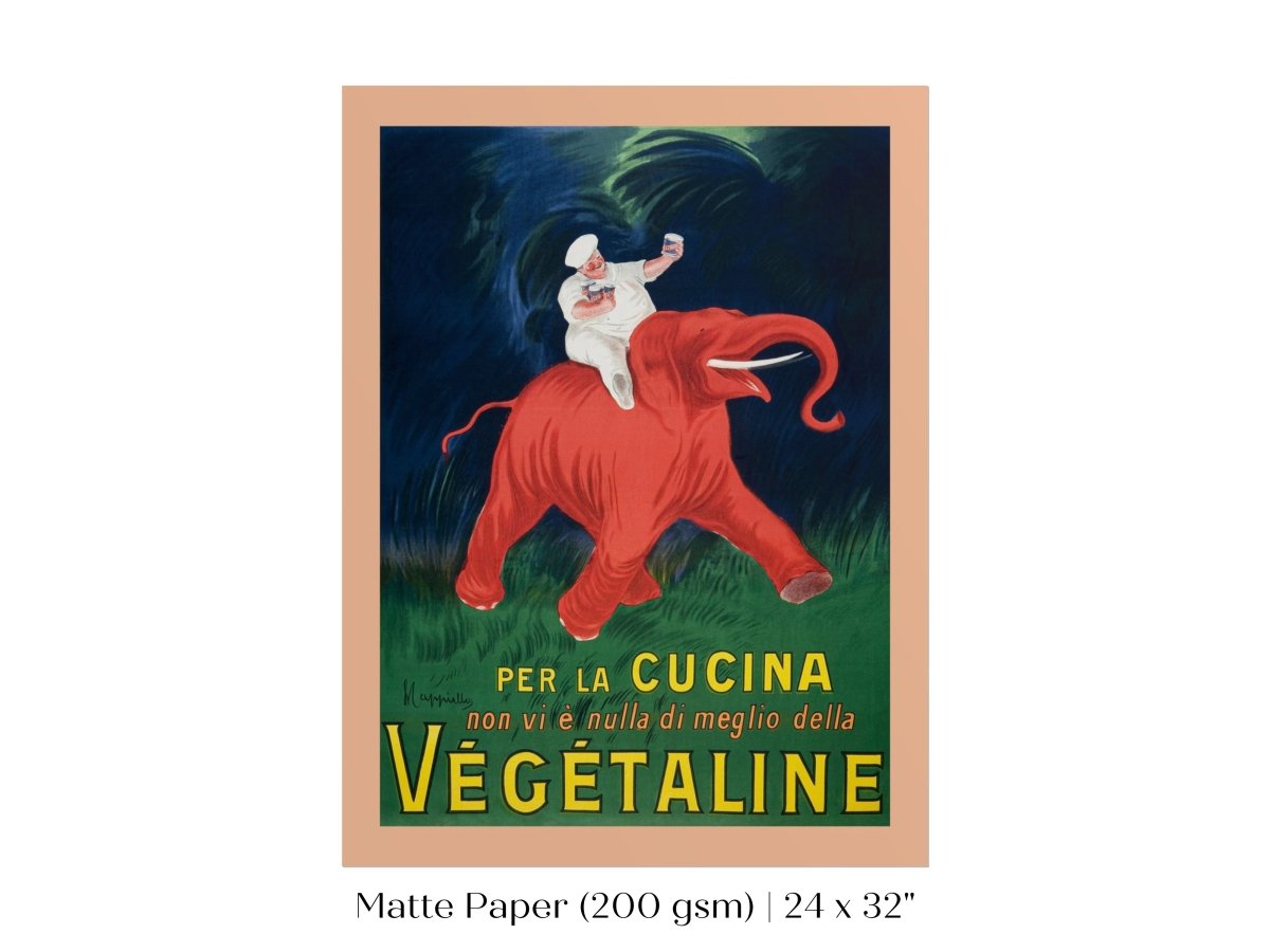 Vegetaline Elephant and Chef Italian Advertisement | P693 - Single Art Prints - Piccolo Fiore Prints
