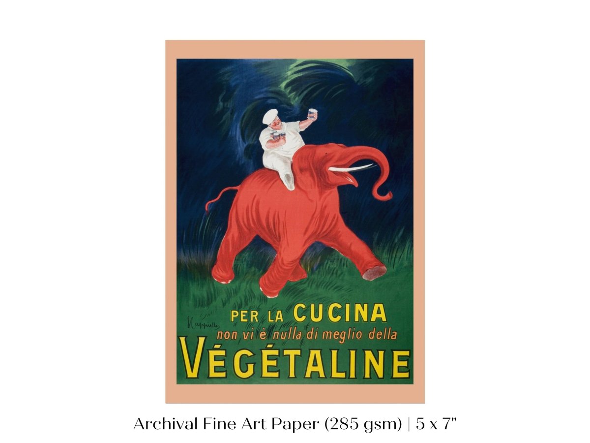 Vegetaline Elephant and Chef Italian Advertisement | P693 - Single Art Prints - Piccolo Fiore Prints