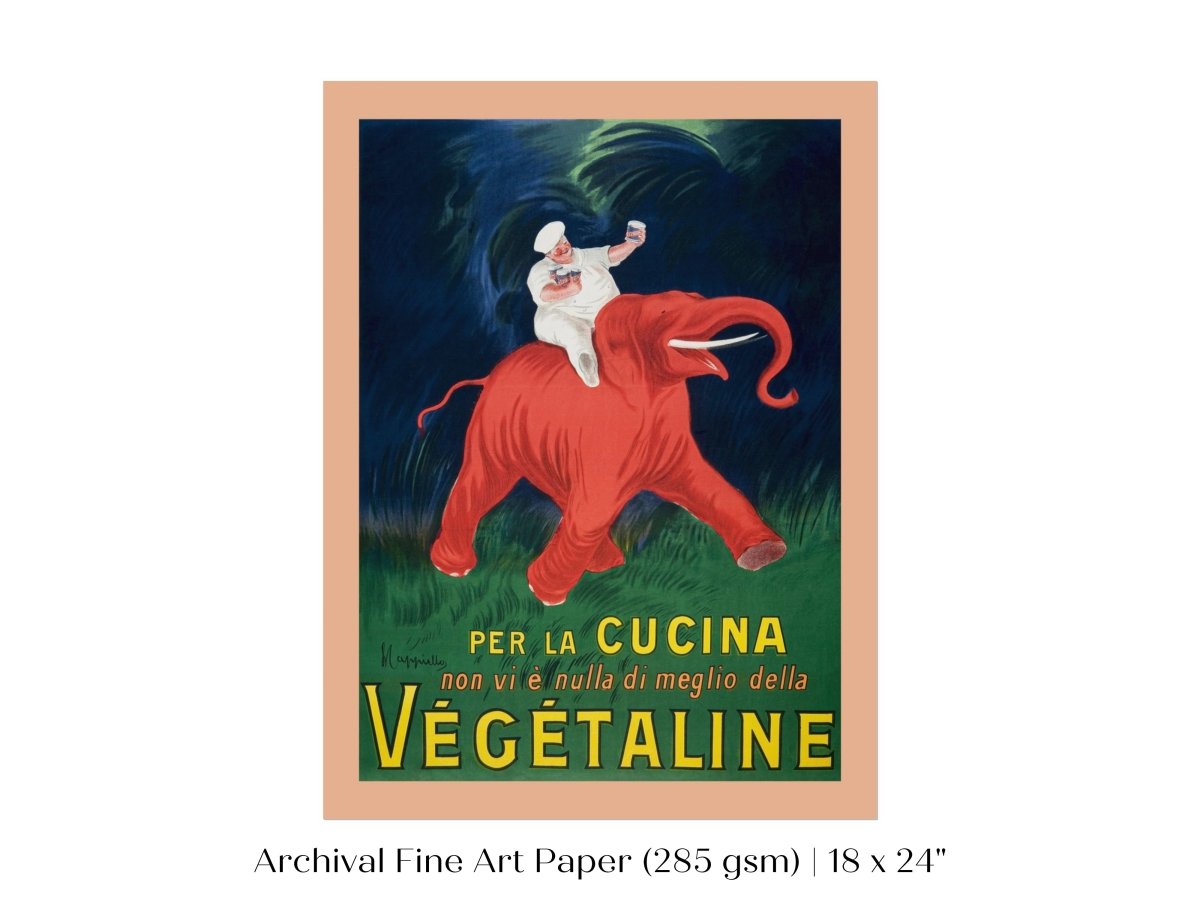 Vegetaline Elephant and Chef Italian Advertisement | P693 - Single Art Prints - Piccolo Fiore Prints
