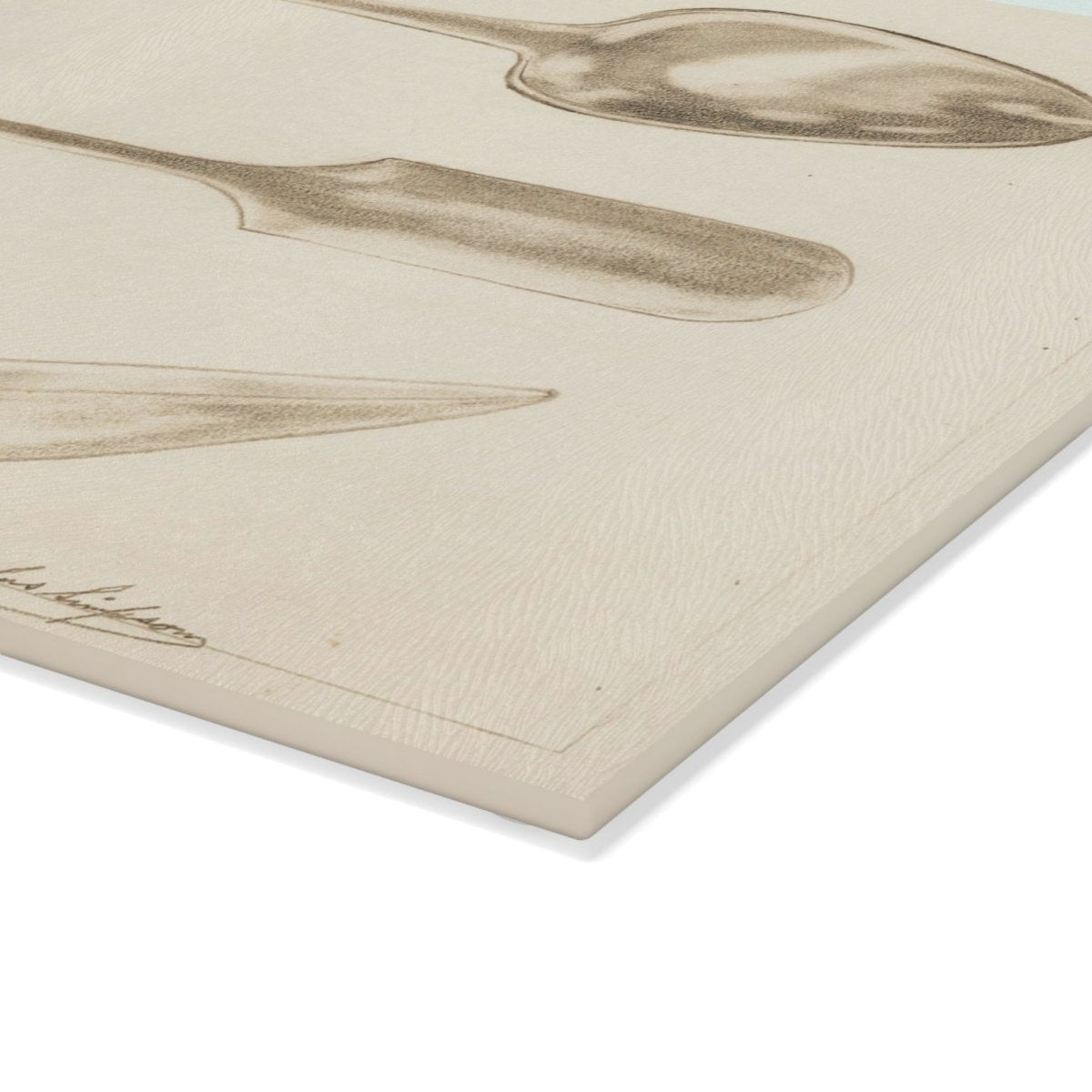 Vintage Spoons | Glass Chopping Board - Glass Chopping Board - Piccolo Fiore Prints